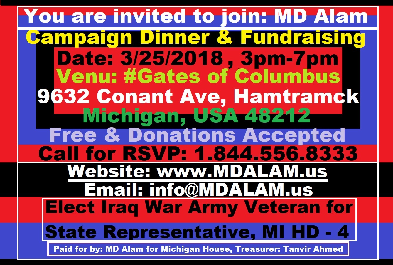 MD Alam Fundraising and Campaign Dinner event on 3/25/2018